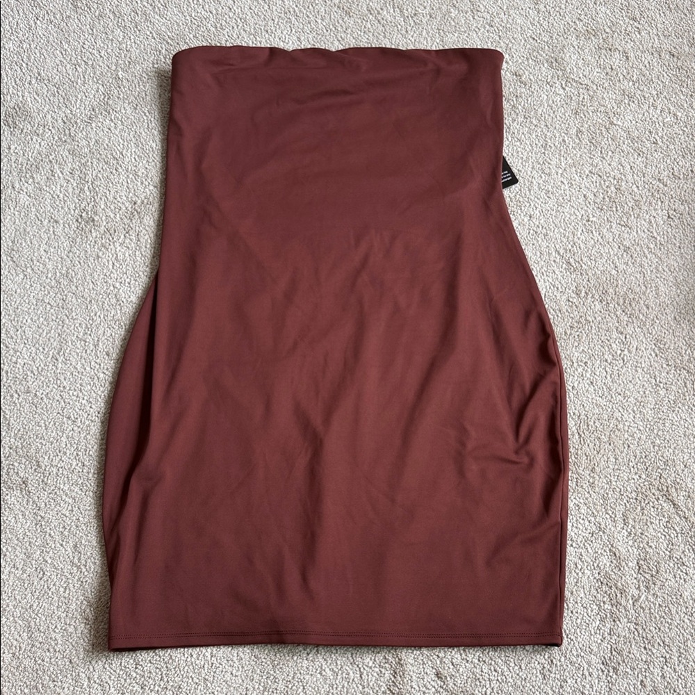 Elegant Brown Women's Strapless Dress